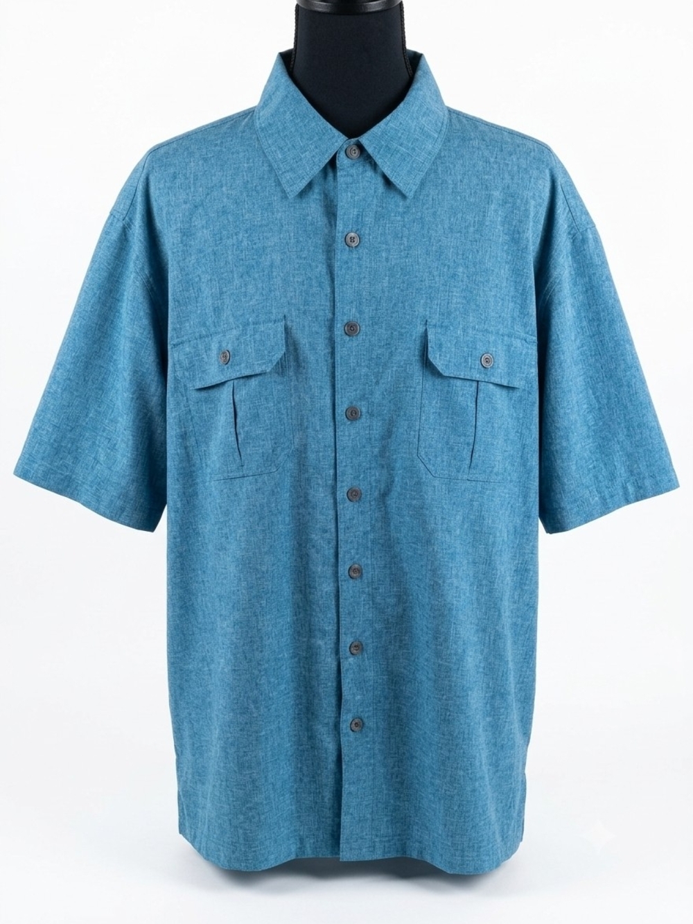 croft & barrow Blue Short-Sleeve Button-Down Casual Shirt